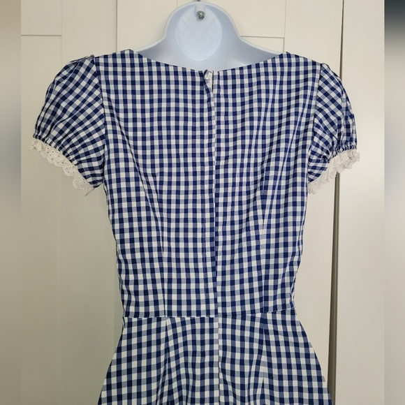 NWOT Blue & White Collectif Eyelet Trim Giulietta Mini Gingham Print Dress - Picture 14 of 14